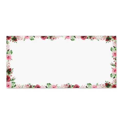 younikat Briefkarten Set Rose I 50 Motiv-Karten in DIN lang rosa rot hell-grün I vintage Blume I Frühling Einladung Geburtstag Valentinstag Liebe I dv448