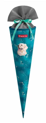 Step by Step Schultüte „Dog Basty“, türkis - Perfekte Ergänzung zum Schulranzen - Schultüten mit 5 l Füllvolumen, aus recycelten PET-Flaschen, wasserabweisend und individuell gestaltbar für einen unvergesslichen Schulanfang.
