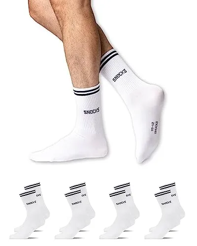 Snocks Retro Socken aus Bio-Baumwolle – 4 Paar Lifestyle Socken im Streifen Design - Hochwertige lange Tennissocken für Damen & Herren in Größe 39-42. Mit nachhaltigem Komfort und 6-monatiger Lochgarantie – ideal für sportliche Aktivitäten und den Alltag.