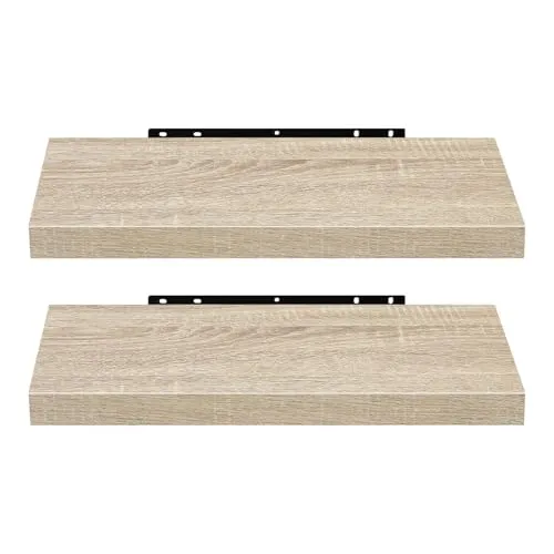 EUGAD Wandregal 2er Set Modernes Hängeregal in Eiche Gelb 60x22,9x3,8cm - Praktisches 2er Set Wandregale aus hochwertigem MDF, ideal für die stilvolle Präsentation von Deko und mehr. Einfache Montage und hohe Tragfähigkeit für vielseitigen Einsatz in jedem Raum.