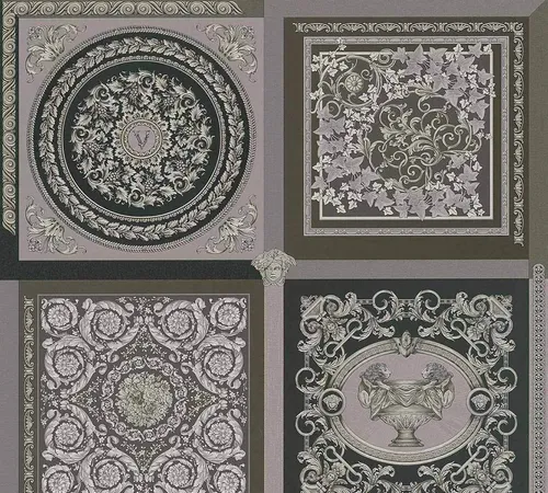 Versace Home Designer Tapete Schwarz Grau Silber Barock 38704-4 - Elegante Wandtapete im Barock-Stil, abziehbar und gut lichtbeständig, ideal für jeden Raum – verwandeln Sie Ihr Zuhause in eine stilvolle Oase!