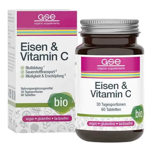 Eisen & Vitamin C Complex (Bio) 60 St - Arzneimittel zur Unterstützung der Eisenaufnahme, enthält hochwertiges Bio-Vitamin C für optimale Wirkung und ist rezeptfrei erhältlich.