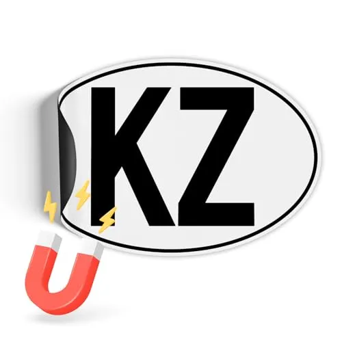 Finest Folia Länderkennzeichen Magnetfolie UV-Druck nach DIN Norm 17,5x11,5cm Kennzeichen Magnet Schild für Auto LKW Wohnmobil Bus wetterfest magnetisch RV005 (17 Kasachstan, Magnetfolie)