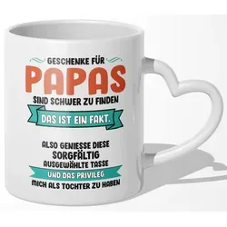22Feels Tasse Papa Geschenk Vatertag von Tochter Vater Geburtstag Kaffeetasse Mann, Keramik, Made In Germany, Spülmaschinenfest, Herzhenkel weiß