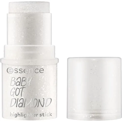 essence BABY GOT DIAMOND highlighter stick, Silber, glänzend, strahlend, schimmernd, glitzernd, vegan, ohne Parfüm, ohne Konservierungsstoffe, ohne Parabene, 1er Pack (5.4g)