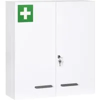 Kleankin Medizinschrank 2-türig - Medizinschrank mit 6 Einlegeböden, aus robustem Stahl, ideal für die sichere Aufbewahrung von Medikamenten. Kompakt und wandmontierbar, passt perfekt in jede Einrichtung.