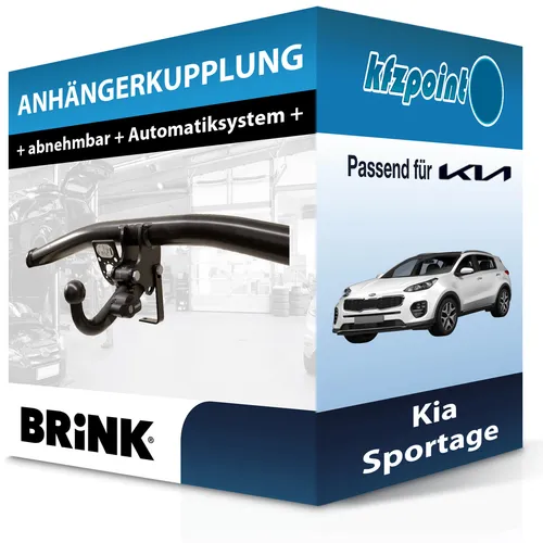Kia Sportage III Typ SL Anhängerkupplung von Brink, vertikal abnehmbar - Anhängerkupplung für Kia Sportage III (07.2010 - 12.2015), abnehmbar, 2200 kg Anhängelast, keine Eintragung in Fahrzeugpapiere notwendig, inkl. Montagezubehör.