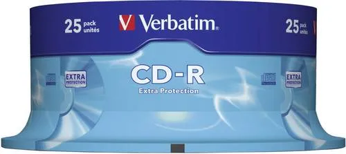 Verbatim CD-R Extra Protection - 25 x CD-R, 700 MB, 52x Schreibgeschwindigkeit, langlebig mit 40 Jahren Archivierungsspeicher