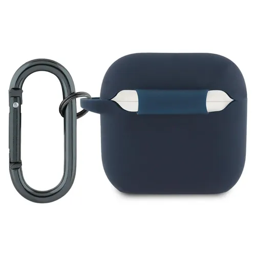 Schutzhülle für AirPods 4 - Red Bull Silicone Logo & Lines, Dunkelblau - Kopfhörer-Zubehör mit sportlichem Design und robuster Silikonhülle. Schützt zuverlässig vor Stößen und Kratzern, ideal für den aktiven Alltag. Inklusive Karabiner für einfache Befestigung.