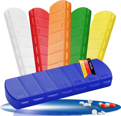 Medikamentenbox "Seven Days" – BPA-freie Pillendose mit 7 Fächern für jeden Wochentag, robuster Pillenbehälter - Tablettenbox Germany - trend-blau PP