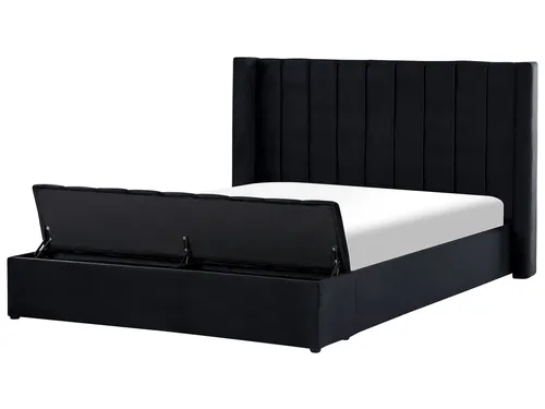 BELIANI Polsterbett Schwarz 180 x 200 cm - Elegantes Samtbett mit Stauraum - Hochwertiges Doppelbett aus Samtstoff, kombiniert elegantes Design mit praktischem Stauraum. Ideal für ein stilvolles Schlafzimmer!