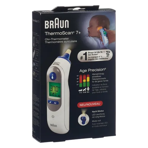 Braun ThermoScan 7 - IRT6525MNLA Fieberthermometer - Präzises Fieberthermometer mit innovativer Age Precision Technologie für altersgerechte Fiebermessung, ideal für die ganze Familie.
