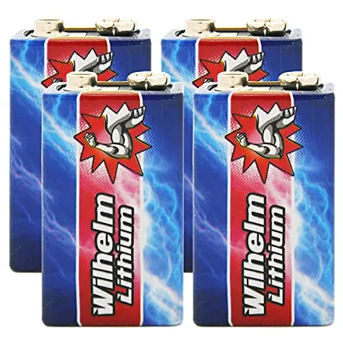 Wilhelm Lithium 9V Block Batterie Rauchmelder Feuermelder 6LR61 9 Volt Batterien Longlife 4 x