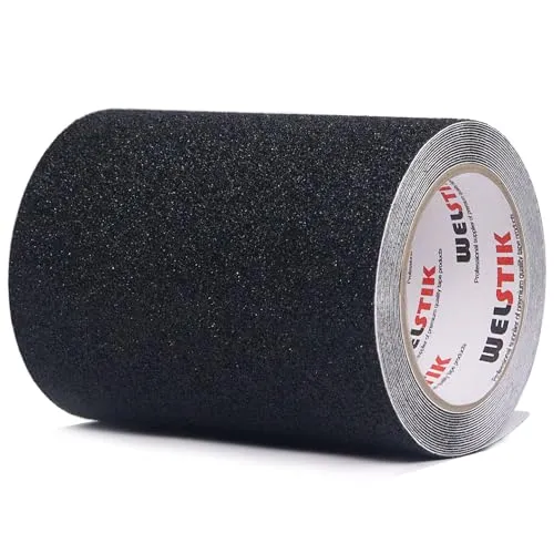 WELSTIK 15 cm x 5 m Anti-Rutsch-Klebeband, stark klebende Sicherheitsaufkleber für drinnen und draußen, rutschhemmendes Treppen-Klebeband,schwarz