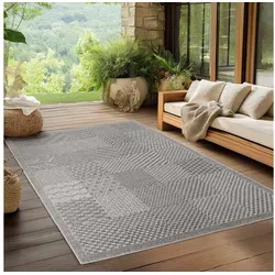 Ayyildiz Teppiche Outdoorteppich IBIZA 1902, rechteckig, Höhe: 5 mm, Läufer, In und Outdoor, Sisaloptik, Wohnzimmer, Aussenbereich grau 140 cm x 200 cm x 5 mm