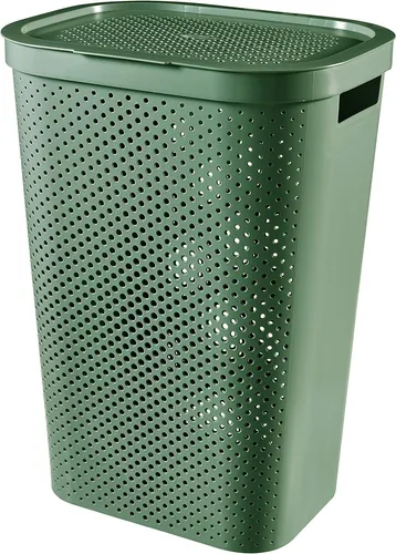 Wäschekorb Wäschesammler 60 L - Grüner Wäschebehälter - Wäschekörbe aus robustem Kunststoff, ideal für umweltbewusstes Recycling und mit großzügigem Fassungsvermögen von 60 Litern.
