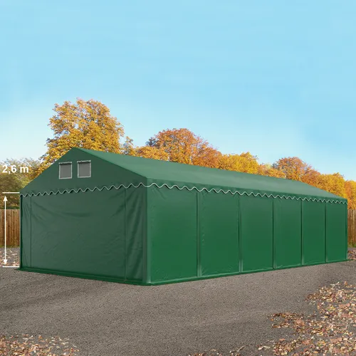 TOOLPORT 6x12 m Lagerzelt mit Bodenrahmen - Robustes Lagerzelt aus PVC, ideal für ganzjährige Nutzung. Mit fixierendem Bodenrahmen und hoher Reißfestigkeit schützt es Ihre Güter zuverlässig vor Witterungseinflüssen.