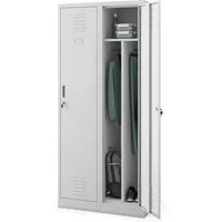 DELUKE Umkleideschrank Spind WIEN 2 Abteile 180 x 80 x 50 cm Grau - Robuster Metallspind für Sozial- & Umkleideräume – ideal zur sicheren Aufbewahrung von Kleidung und persönlichen Gegenständen. Mit praktischer Trennwand und Belüftungsschlitzen für Hygiene und Ordnung im Alltag.
