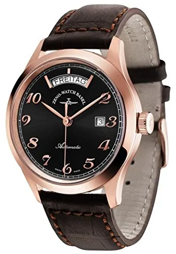 Zeno-Watch Herrenuhr - Gentleman Automatic Day Date Gold Plated - 6662-2834-Pgr-f1
