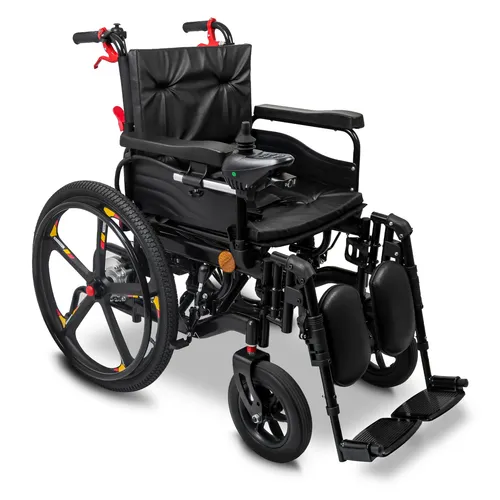 Rolektro Elektrorollstuhl ERS-6 Li, schwarz - Behinderten-Bedarf mit klappbarem Aluminiumrahmen, dualem Antriebsmodus und einer Reichweite von 20 km – ideal für komfortable Mobilität und Sicherheit.