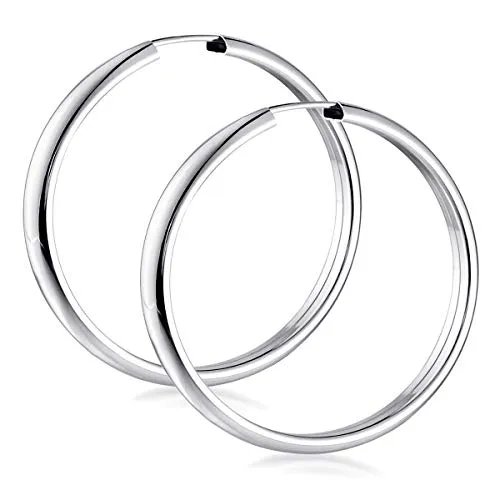 Materia Breite Creolen Silber 925 - 40mm Ohrringe für Damen - Elegante 40mm Creolen aus anlaufgeschütztem 925 Sterling Silber, ideal für jeden Anlass. Hergestellt in Deutschland und perfekt als Geschenk in einer schicken Schmuck-Schachtel.