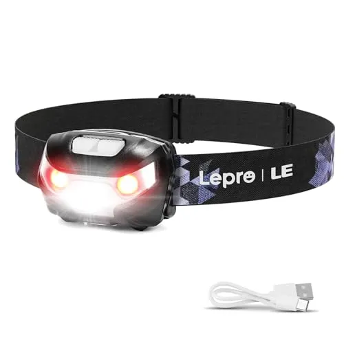 Wiederaufladbare LED-Stirnlampe - Kopflampe aus robustem Kunststoff, ideal für Outdoor-Aktivitäten und sorgt für freihändige Beleuchtung.