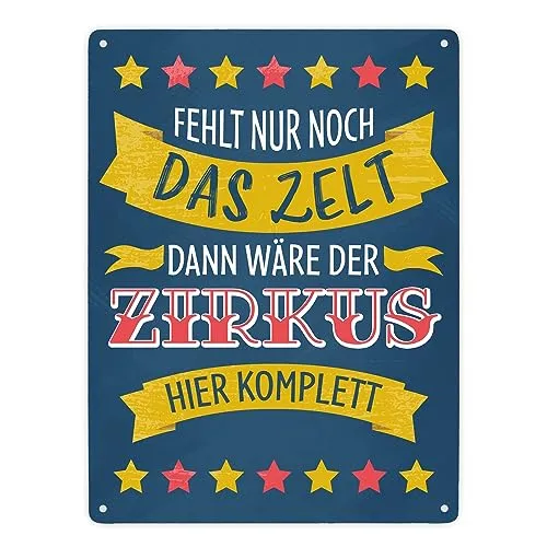 Fehlt nur noch das Zelt dann wäre der Zirkus hier komplett Metallschild XXL mit Aufschrift Fahnen Sterne Motiv