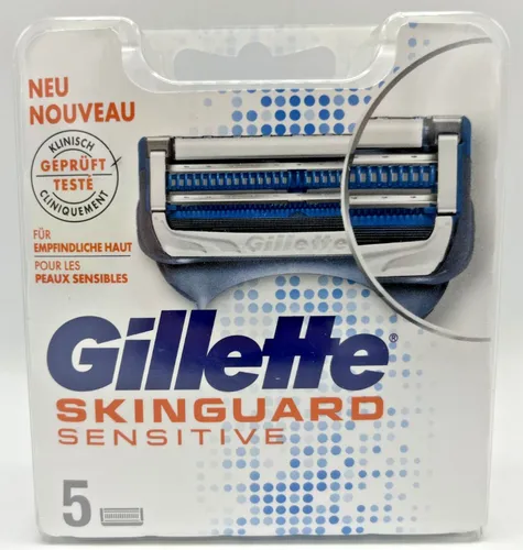 Gillette Skinguard Sensitive Rasierklingen 5er Pack - Hochwertige Rasierklingen für sanfte und zuverlässige Rasur, ideal für empfindliche Haut. Lieferumfang: 5 Klingen in Originalverpackung.