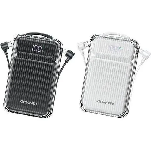 Awei Powerbank P89K 10000mAh 38,5W Schwarz mit PD/Lightning Kabel - Powerbank mit 10000mAh und 38,5W Leistung für schnelles Aufladen. Ideal für unterwegs, kompakt und elegant, mit PD/Lightning Kabel für volle Kompatibilität mit Apple-Geräten.