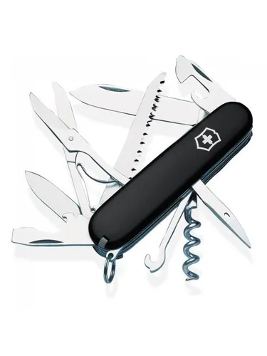 Victorinox Huntsman - Black Swiss Army Knife - Multifunktionales Taschenmesser mit Scheren und Holzsäge, ideal für Outdoor-Abenteuer und vielseitige Anwendungen.