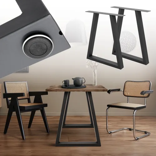 ECD Germany Tischbein 2x Trapez Design aus pulverbeschichtetem Stahl - Tischbeine im modernen Trapez Design, stabil und langlebig aus pulverbeschichtetem Stahl, ideal für individuelle Möbelgestaltungen.