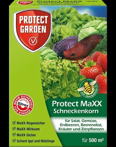PROTECT GARDEN Protect MaXX Schneckenkorn - Vorteilspack 4x250g, hochwirksames und regenfestes Ködergranulat für eine effektive Schneckenbekämpfung im Garten