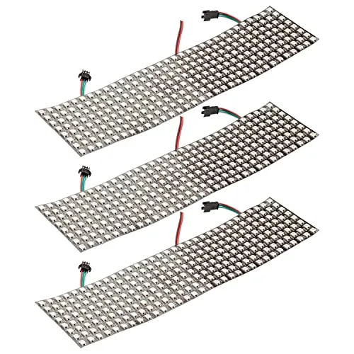 AZDelivery 3 x WS2812B Matrix LED Modul RGB - Individuell adressierbare Pixel für kreative Projekte - LED Streifen: Anpassbare 8x32 Matrix mit RGB-Unterstützung für beeindruckende Effekte wie Musikmodus und Videoanzeige. Biegsam und haltbar für vielfältige Anwendungen.