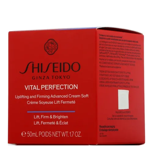 Shiseido Vital Perfection Uplifting & Firming Advanced Cream Soft 50 ml - Tagescreme mit aufpolsternder und straffender Wirkung, bietet intensive Feuchtigkeit und ist nachfüllbar für nachhaltige Schönheit.