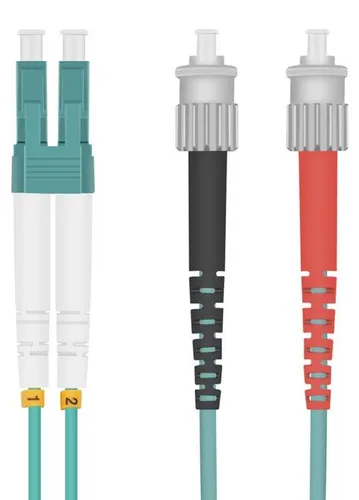 helos LWL Patchkabel OM3 Duplex 3,0mm LC-ST 50/125µm aqua 2m LSZH