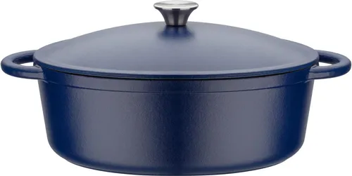 GSW Gusseisen Ovaler Bräter Blue Magic 33 x 26 x 12cm - Pfannen - Induktionsgeeignet und backofengeeignet bis 240°C, ideal für energieeffizientes Braten und gleichmäßige Wärmeverteilung dank hochwertigem Gusseisen.