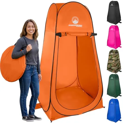 Wakeman Outdoors Pop-Up-Pod – Sichtschutz-Duschzelt, Ankleidezimmer oder tragbare Toilettenkabine mit Tragetasche für Camping, Strand oder Heckklappe (Orange)