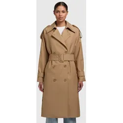 Trenchcoat KHUJO "LUMINA", Damen, Gr. M, beige, 68% Polyester, 32% Viskose, unifarben, klassisch, loose fit knielang, Langarm Raglanärmel,mit Riegel,mit Knöpfen gerader Abschluss, Mäntel