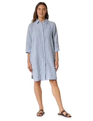 CECIL Blusenkleid mit 3/4-Arm im Streifen-Look - Kleider, aus 100% Leinen, atmungsaktiv und kühlend – ideal für warme Tage mit bequemem Schnitt und lässigem Hemdblusenkragen.