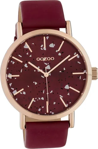 Oozoo Leder Damen Uhr C10412 Analog Quarzuhr Armband weinrot Timepieces D2UOC10412