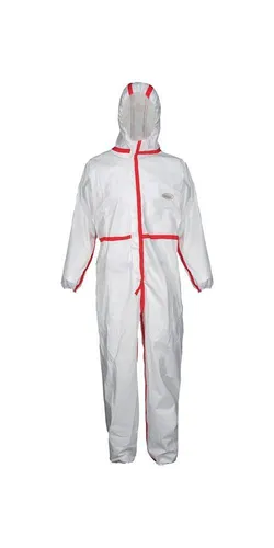 Schutzoverall Plus Gre L wei/rot PSA-Kategorie III