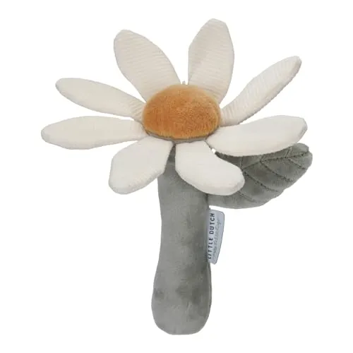 Little Dutch Greifling Rassel Blume aus Stoff weiß (grün/weiß)