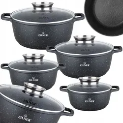 Zilner 8-tlg. Topfset,Topfset Induktion, ,, Kochtopf Set|induktions Töpfe Set, Kochtöpfe, Töpfe Induktion Topfset induktionsgeeignet ZL-7320 - Schwarz