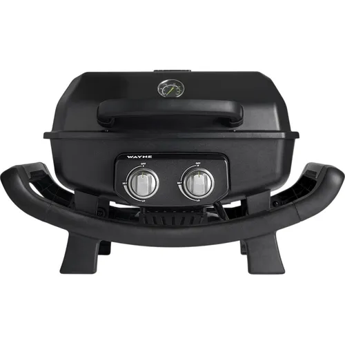BURNHARD Gasgrill Wayne - 2 Brenner, ideal für Camping und Garten - Grill für Gas mit 2 stufenlos verstellbaren Brennern, UV-beständiger Haube und hochwertigem Gusseisen-Grillrost für perfekte Grillresultate.