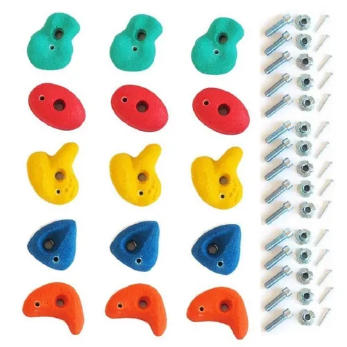 Gartenpirat Klettergriff Set - 15 Klettersteine für Kinder - Sportgriffe für Kletterwände und Spieltürme, ideal für Kinder und Erwachsene. Set mit 15 farbenfrohen Tritten für drinnen und draußen, fördert Bewegung und Koordination.