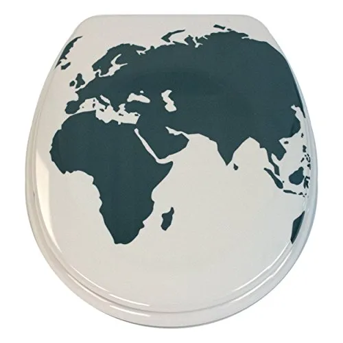 MSV Design WC Sitz, Absenkautomatik, Fast Fix/Schnellbefestigung, Befestigung mit Knopfdruck, Toilettensitz WC Deckel Klobrille World weiß