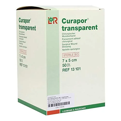 CURAPOR Wundverband steril transparent 5x7 cm - 50 St - Erste-Hilfe-Heftpflaster & Verbandsmaterial, hochtransparent und atmungsaktiv für optimale Wundheilung.