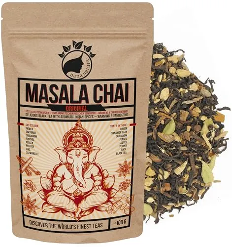 NanaNatura's MASALA CHAI TEE 100g | perfekt für Chaitee, Chai-Latte mit Milch oder Iced Chai | 100% natürlich | köstlicher Schwarztee mit aromatischen indischen Gewürzen | wärmend & energetisierend