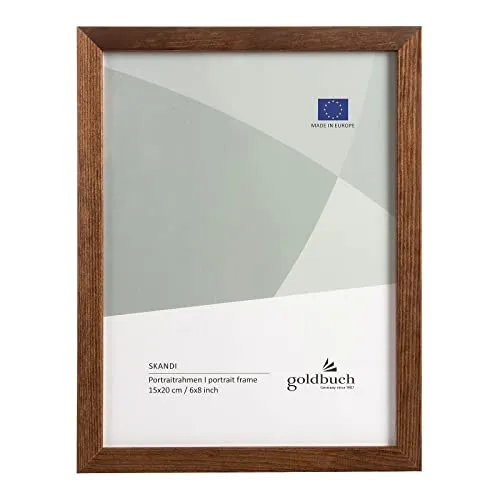 goldbuch 90 0594 Bilderrahmen Skandi 15x20 cm, Einzelrahmen aus Echt Holz, Portraitrahmen zum Stellen, Holzrahmen mit Wandhalterung, Foto Rahmen, Frame braun