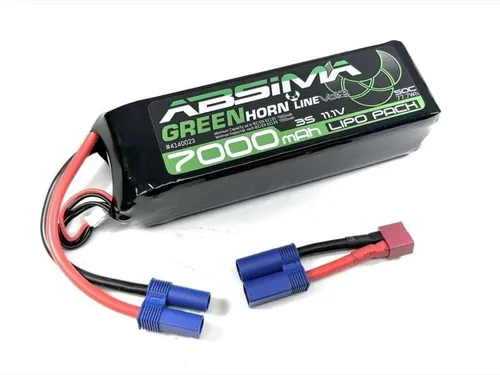Absima Greenhorn 2 LiPo Stick Akku 3S 11.1V 50C 7000mAh - Modellbau-Akkupack (LiPo) mit hoher Kapazität von 7000mAh und EC5 Stecker, ideal für leistungsstarke RC-Modelle und lange Fahrzeiten.